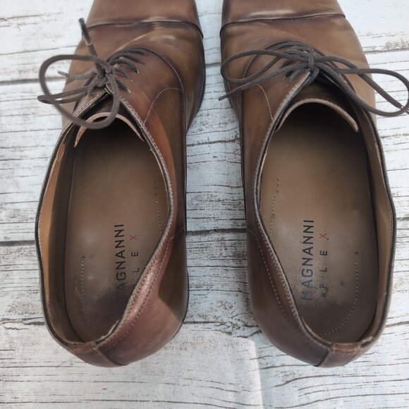Magnanni Flex Brown Leather Oxford Dress Shoes Men Size 11 - Picture 4 of 8